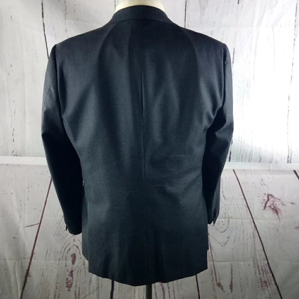 Hickey Freeman Traveler 41R Wool 2 Button Gray Stitched Lapel Suit Blazer